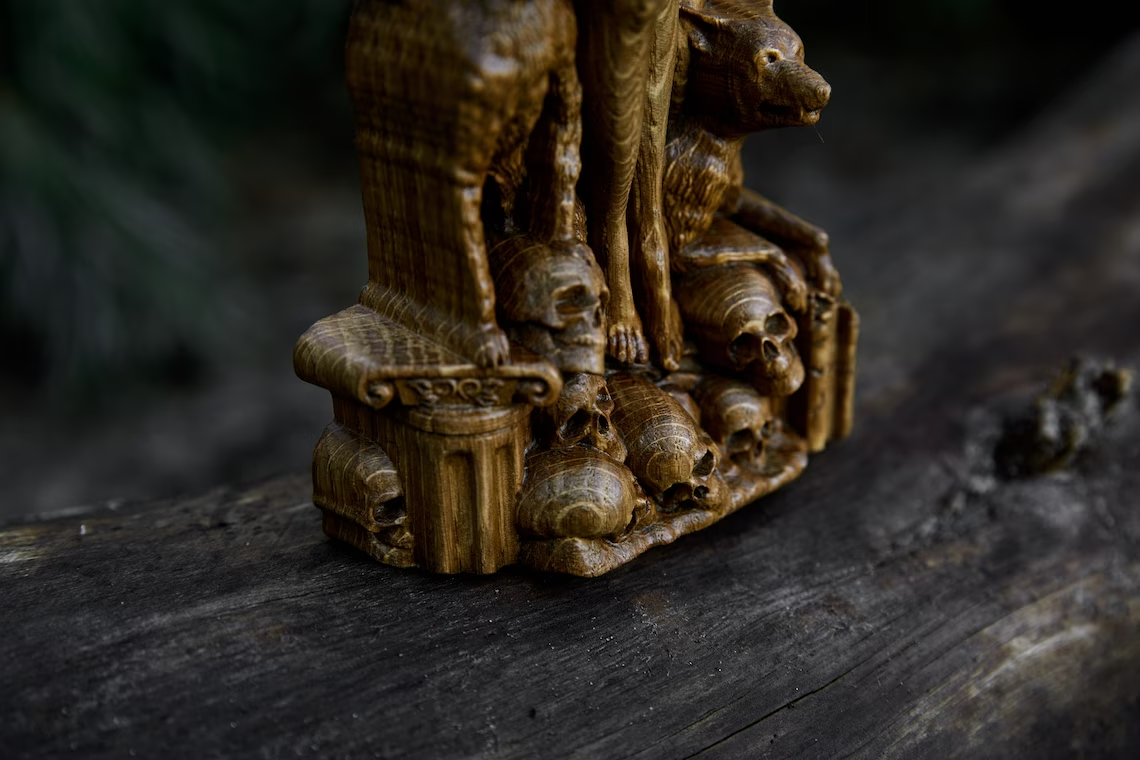 Amazing Hekate statue, Greek Goddess Wood Carved Figurine Wooden New Gift