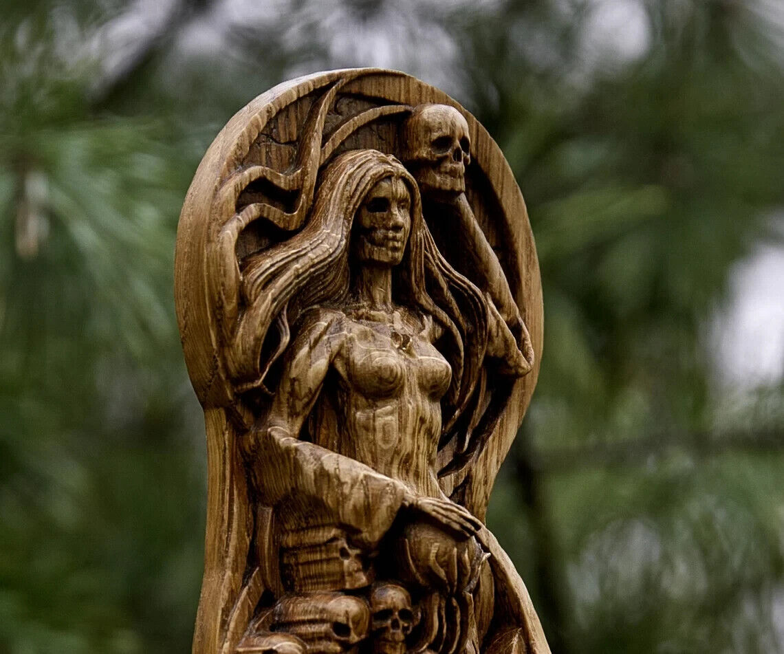 Hell Goddes Viking God Wooden Carved Statue Pagan Paganism Altar Sculpture New