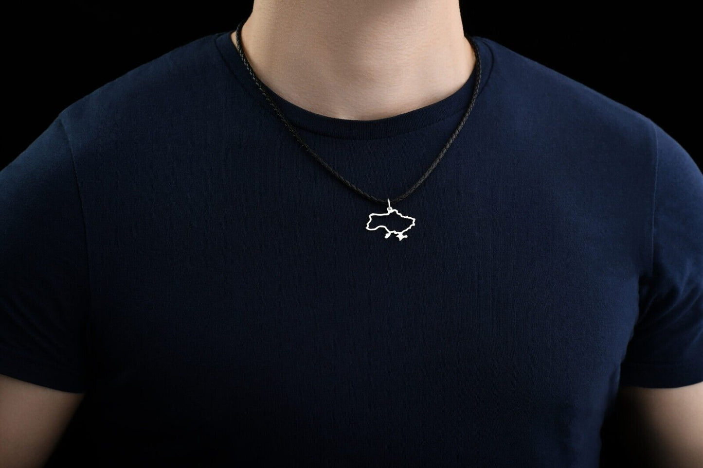 Silver pendant " Ukraine Map " 925 ° | Silver Emblem Ukrainian Trident Necklace