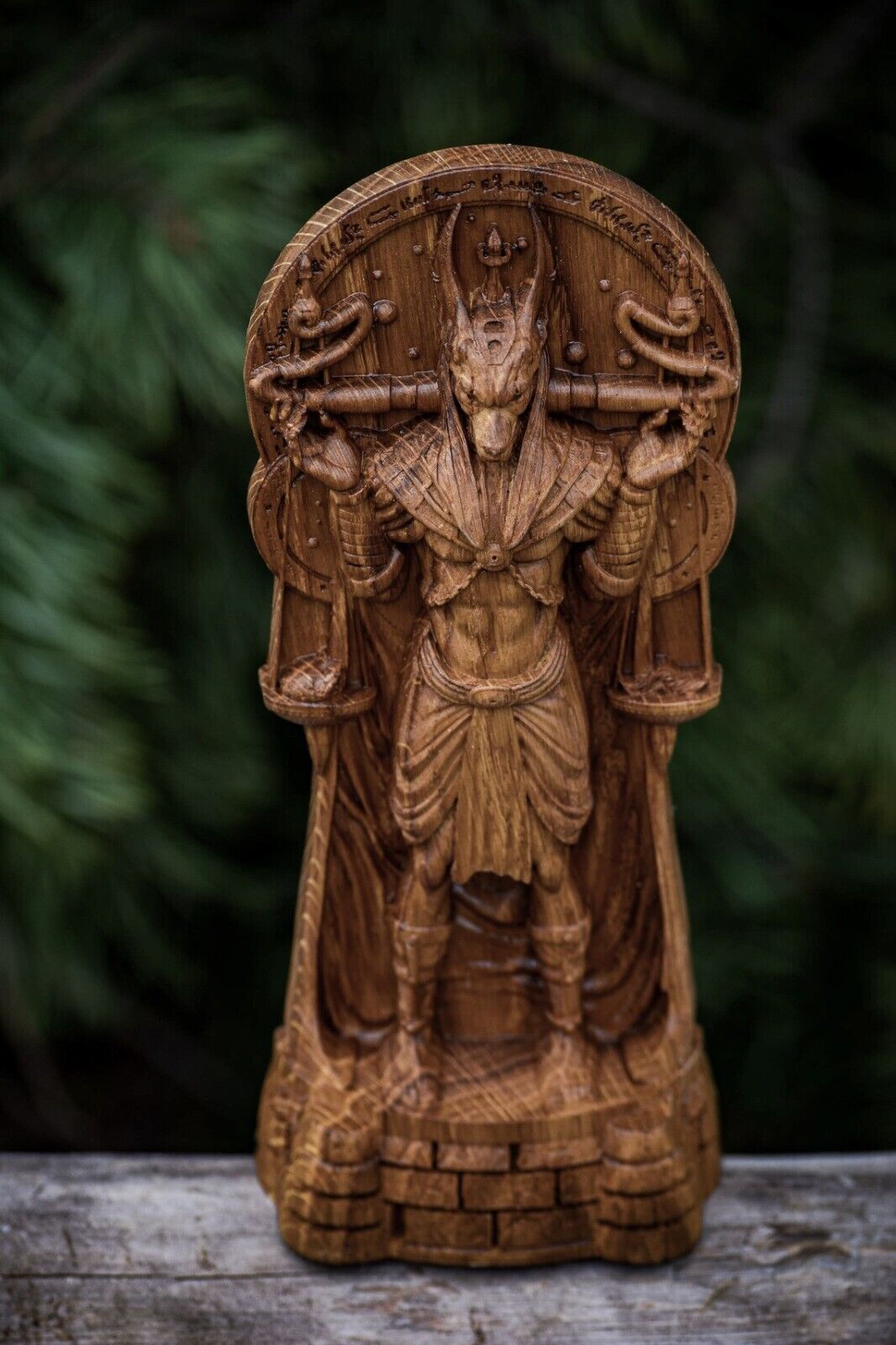 Anubis statue Wiccan decor wood carved Egyptian statue altar pagan god figurines