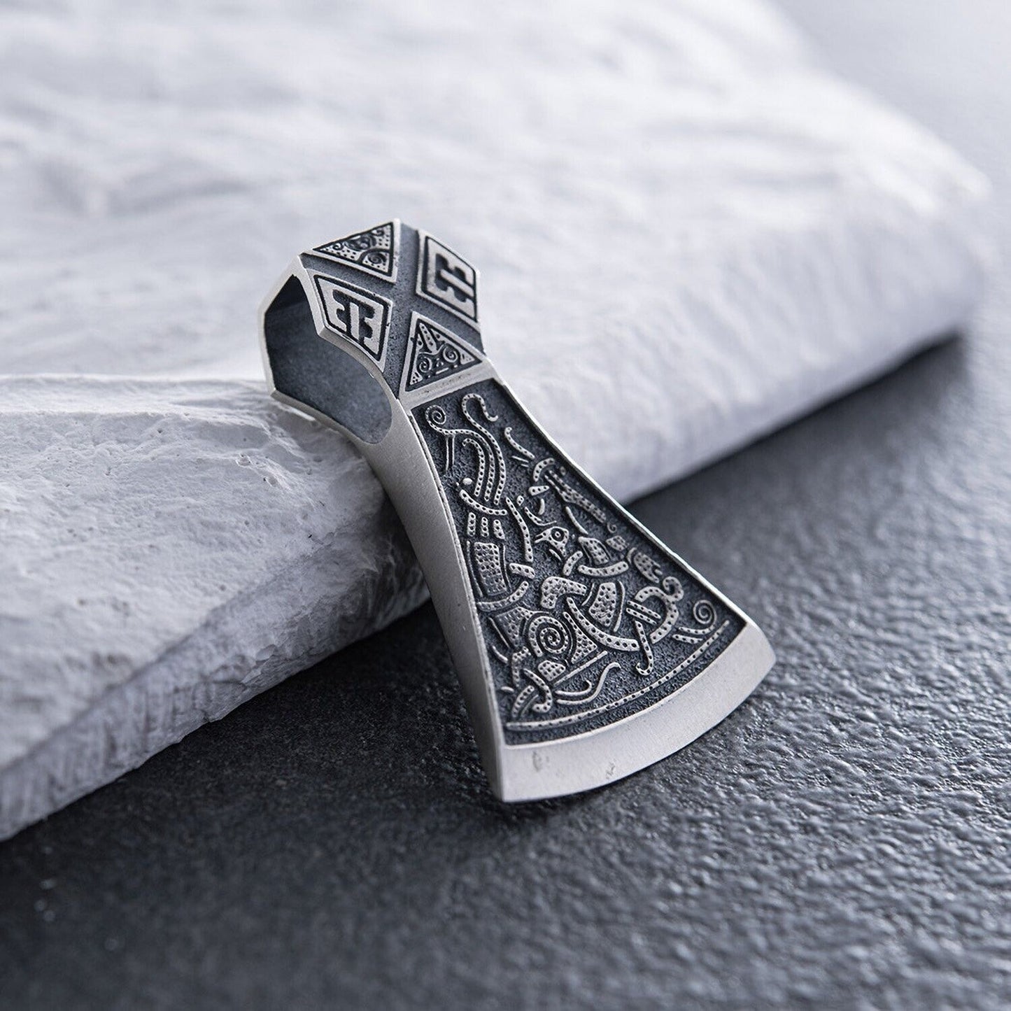9 gr Men's Double Ax Axe Viking Norse Art Necklace Pendant Silver 925