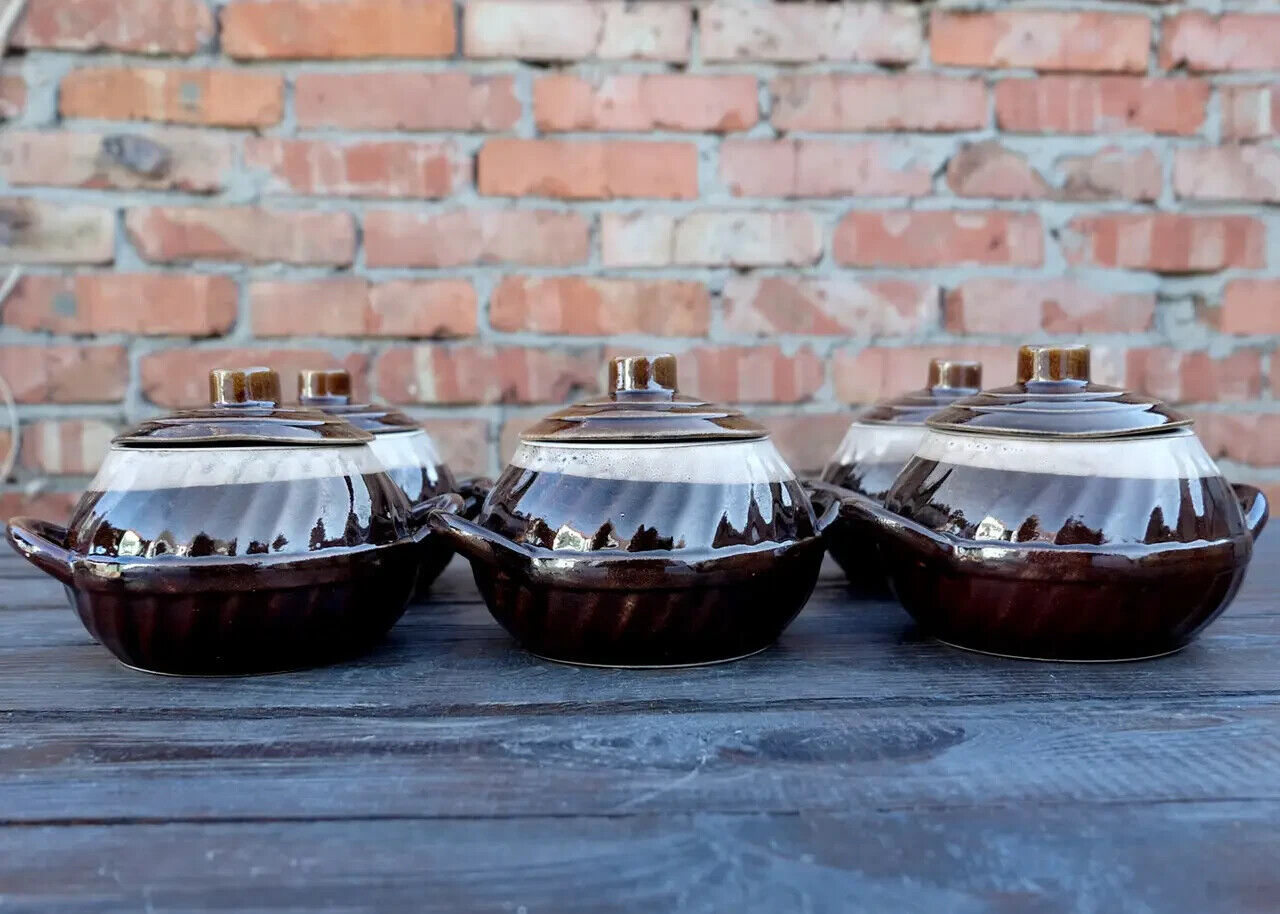 Baking Clay Pot w/ lid Stoneware Cookware Ceramic Honey Soup Fish Meat Potato