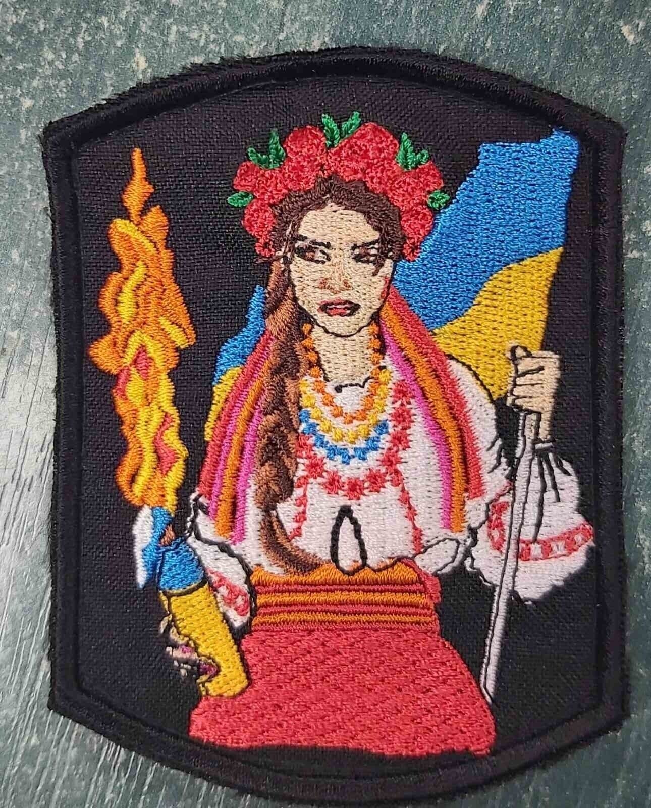 Ukraine Patch -  Ukrainian girl Defender Flag of Ukraine