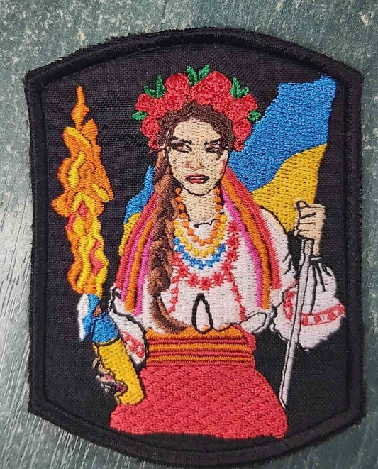 Ukraine Patch -  Ukrainian girl Defender Flag of Ukraine