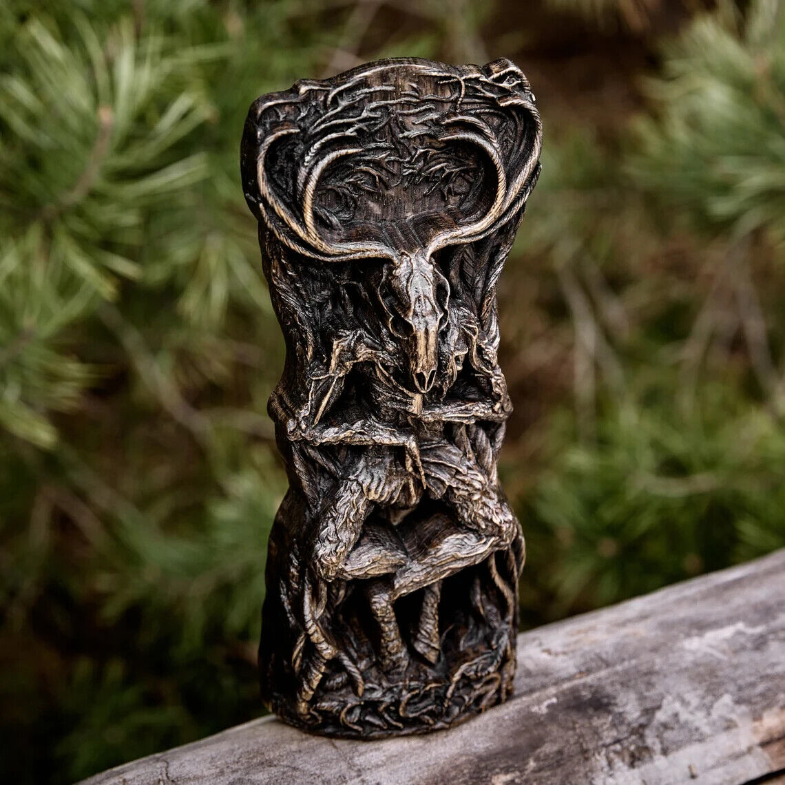 Embrace Ancient Mystique: Handcrafted Wooden Statue Wendigo Canadian Indigenous
