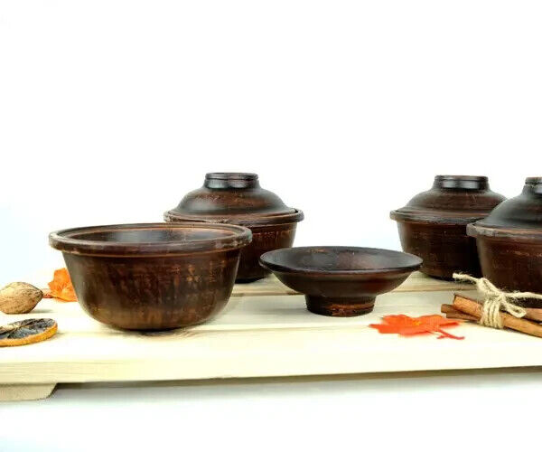 Baking Clay pot w/ lid Stoneware Cookware Ceramic Soup Coffee Bowl Dishes Tea