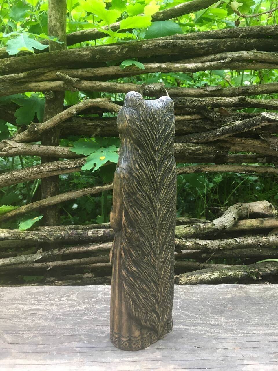 Veles Statue Slavic God Wooden Carved Figure Wood Handmade Decor Height 10in