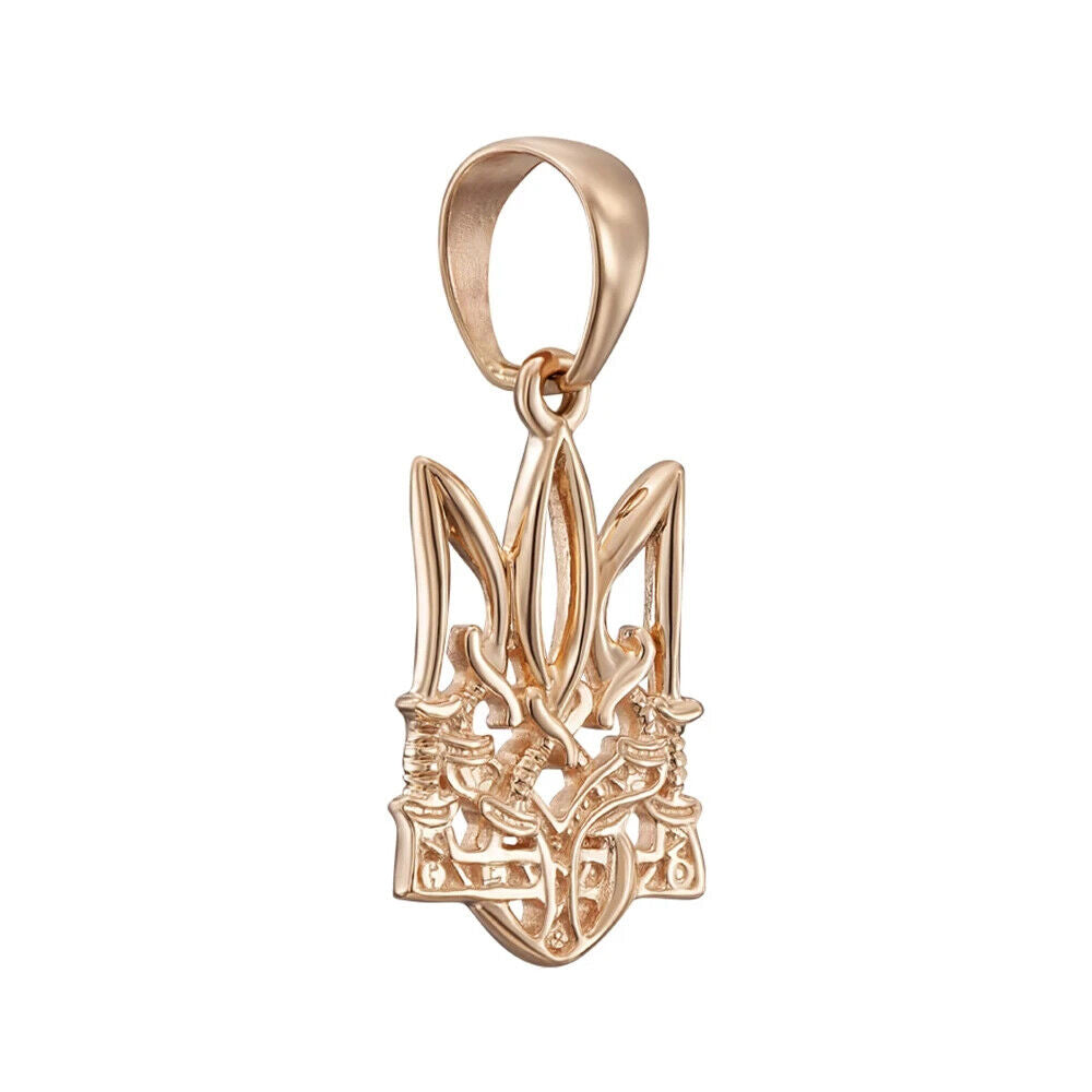 Pendant Ukrainian Trident Tryzub Ukraine Necklace Jewelry Charm 14k gold (585)