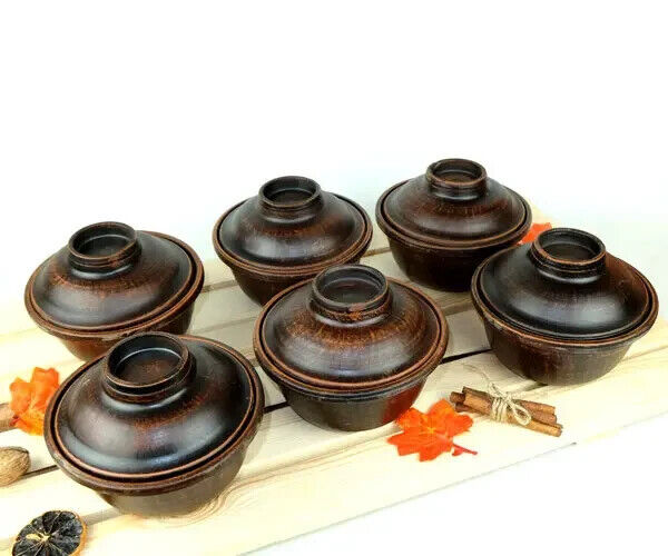 Baking Clay pot w/ lid Stoneware Cookware Ceramic Soup Coffee Bowl Dishes Tea