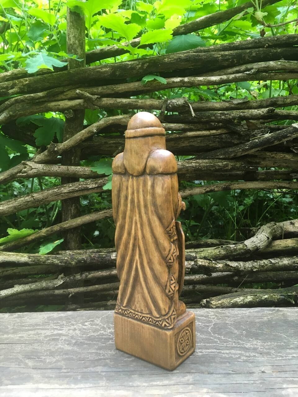 Perun Statue Slavic God Wooden Carved Figure Wood Handmade Decor Height 10 in