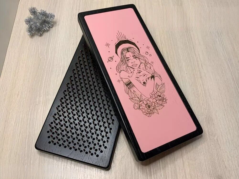 Premium Sadhu board Yoga Meditation Spiritual Girl - COPPER NAILS - Natural Wood