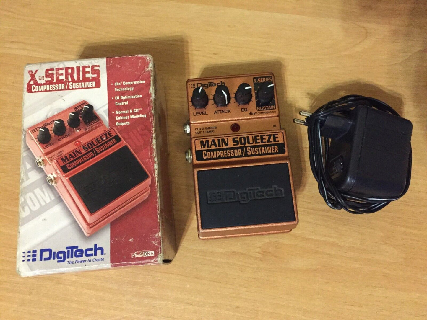 DigiTech X-Series Main Squeeze Compressor/Sustainer Pedal + Box + Power