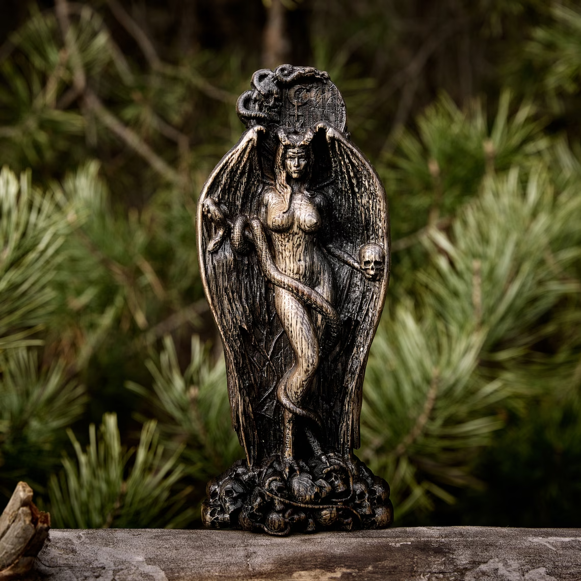 Lilith, Ishtar, Inanna, Handcrafted Wooden Statue of Goddess Lilith - Exquisite