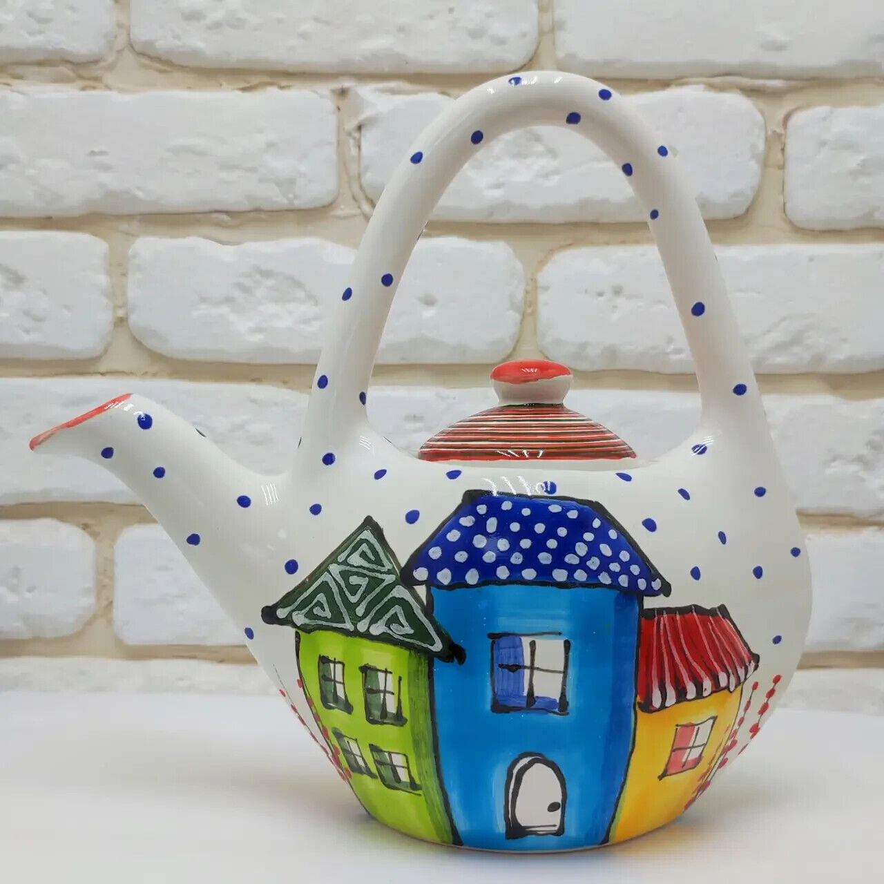 Ceramic Brewing Kettle Tea Pot Teapot Ukrainian Ornament Vintage Style 1.0L