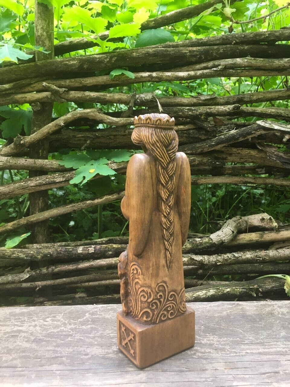 Mara Statue Slavic God Wooden Carved Figure Wood Handmade Decor Height 10 in