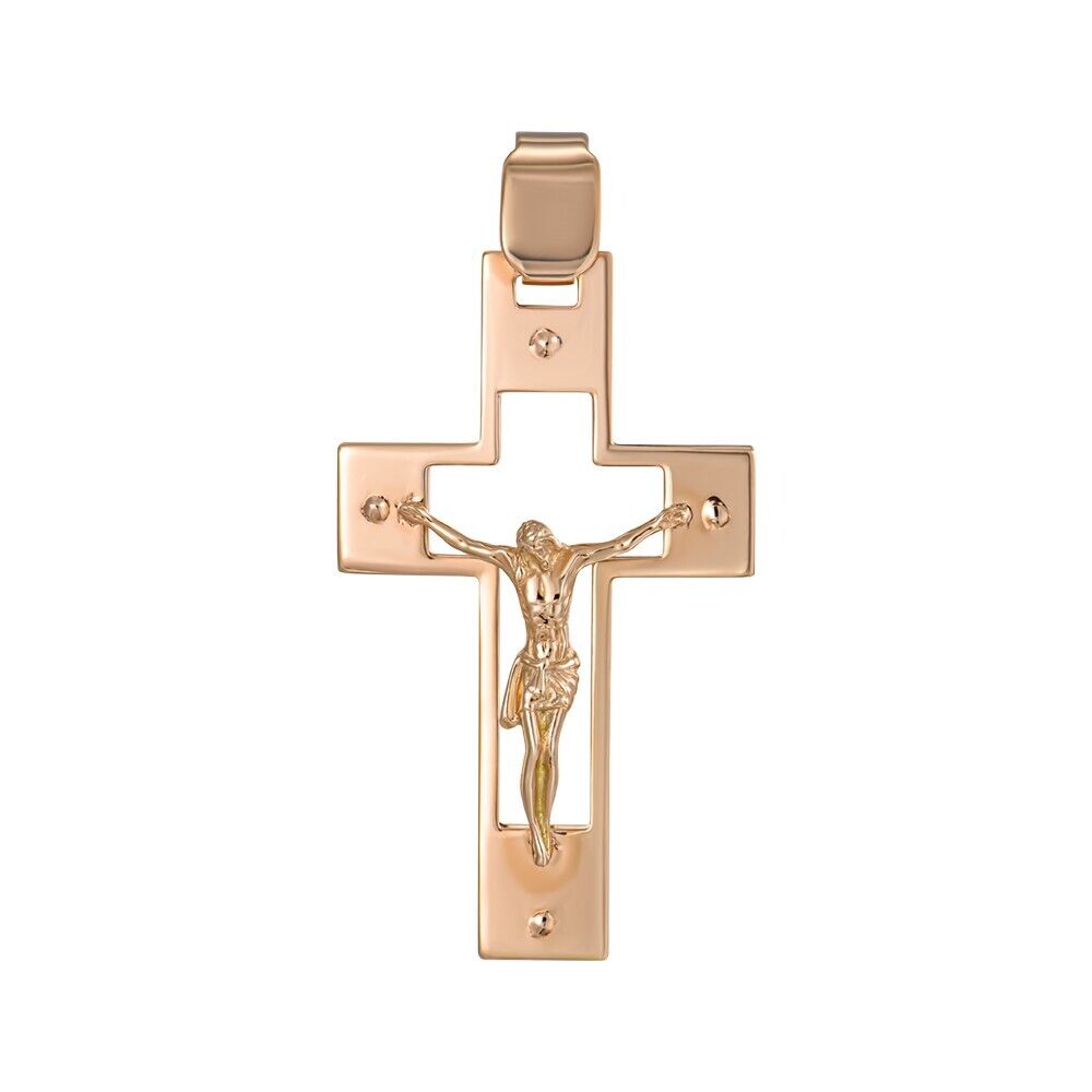 New Pendant Cross Russian Orthodox Necklace Jewelry Charm 14k gold (585) Gift