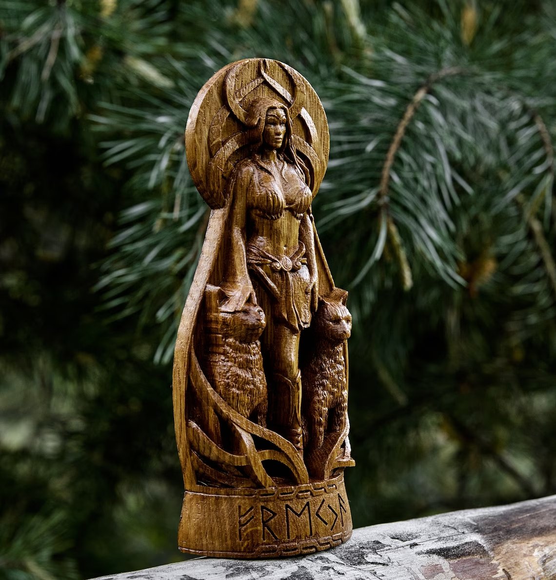 Freya God Viking Wooden carved statue Pagan Paganism God Altar Sculpture Gift