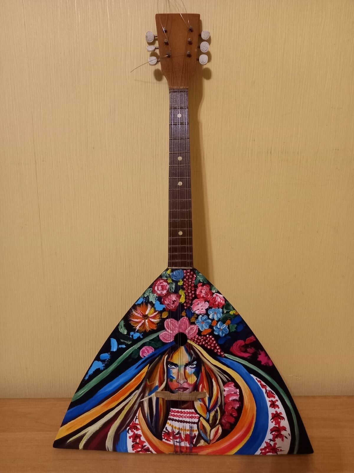 Balalayka Folk Instrument USSR Soviet Balalaika Hand Painted Ukrainian Vintage
