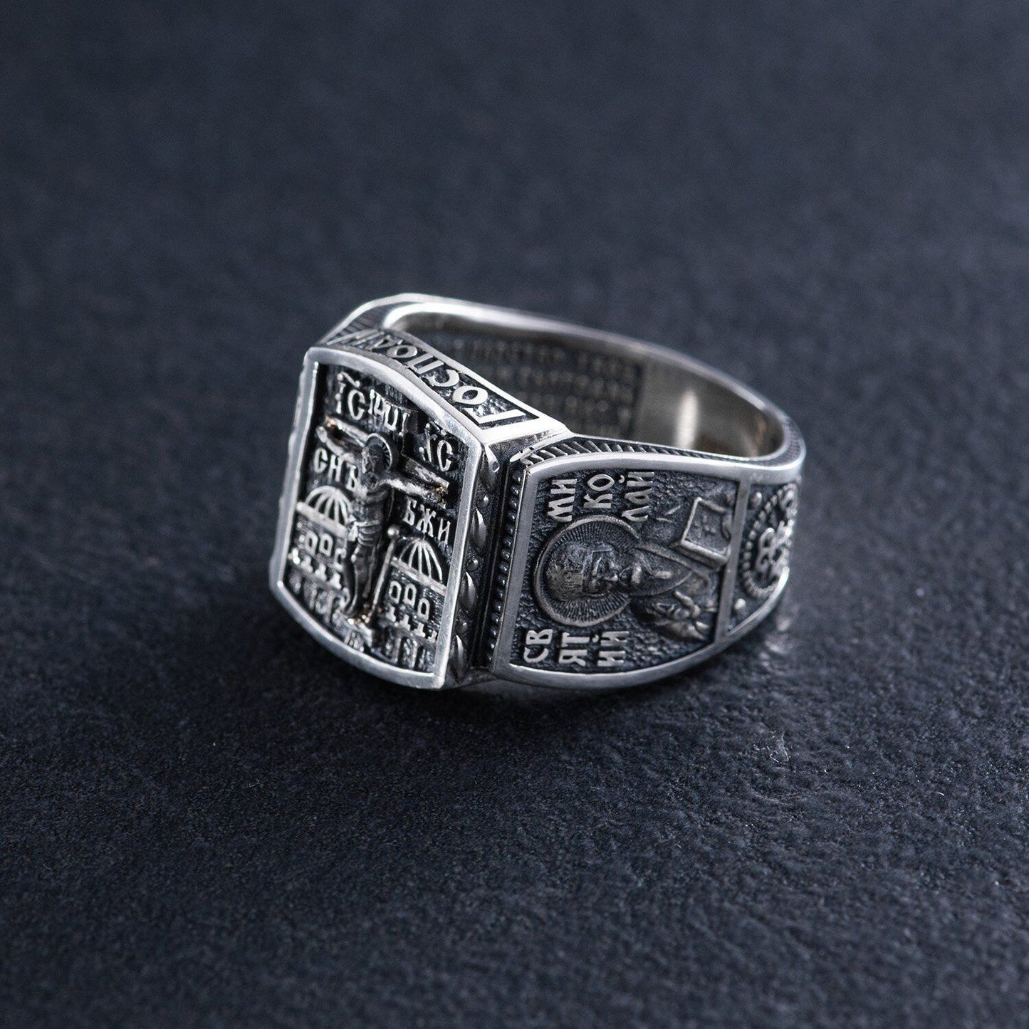 Silver 925 Ring - Orthodox Jesus - Religious Jewelry Cross Signet SIZES
