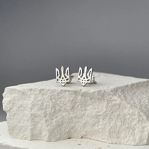 Women Earrings Trident Tryzub Ukraine Gift Jewelry Charm New Sterling Silver 925