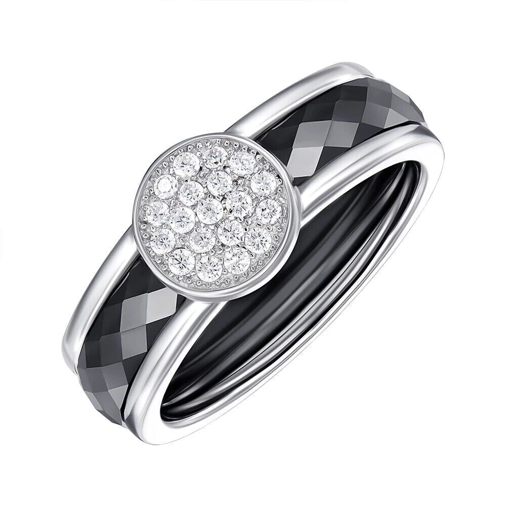 New Silver 925 Ceramics Ring - Stones Gift Jewelry Charm Fashion Style Women