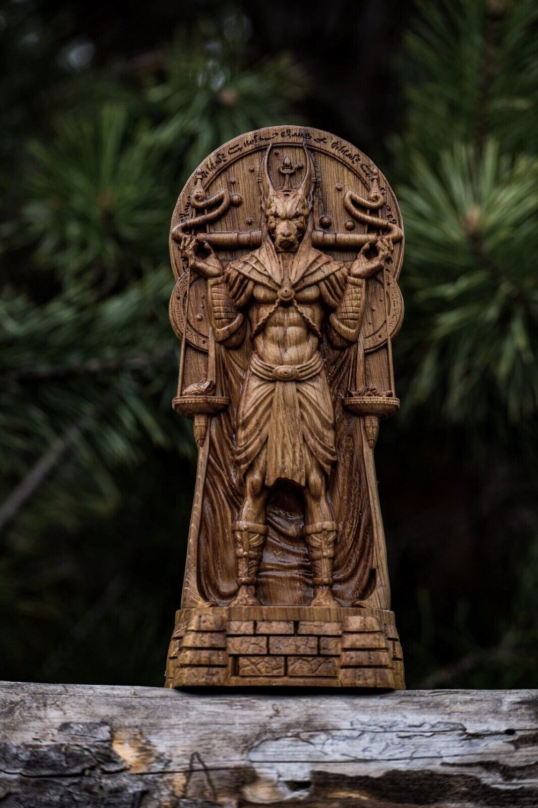 Anubis statue Wiccan decor wood carved Egyptian statue altar pagan god figurines