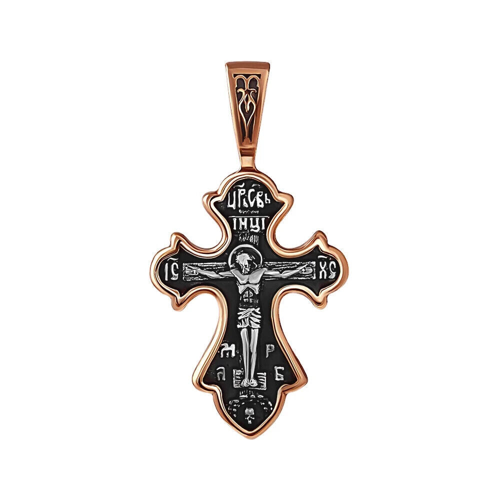 New Pendant Cross Russian Orthodox Necklace Jewelry Charm Sterling 925 Silver