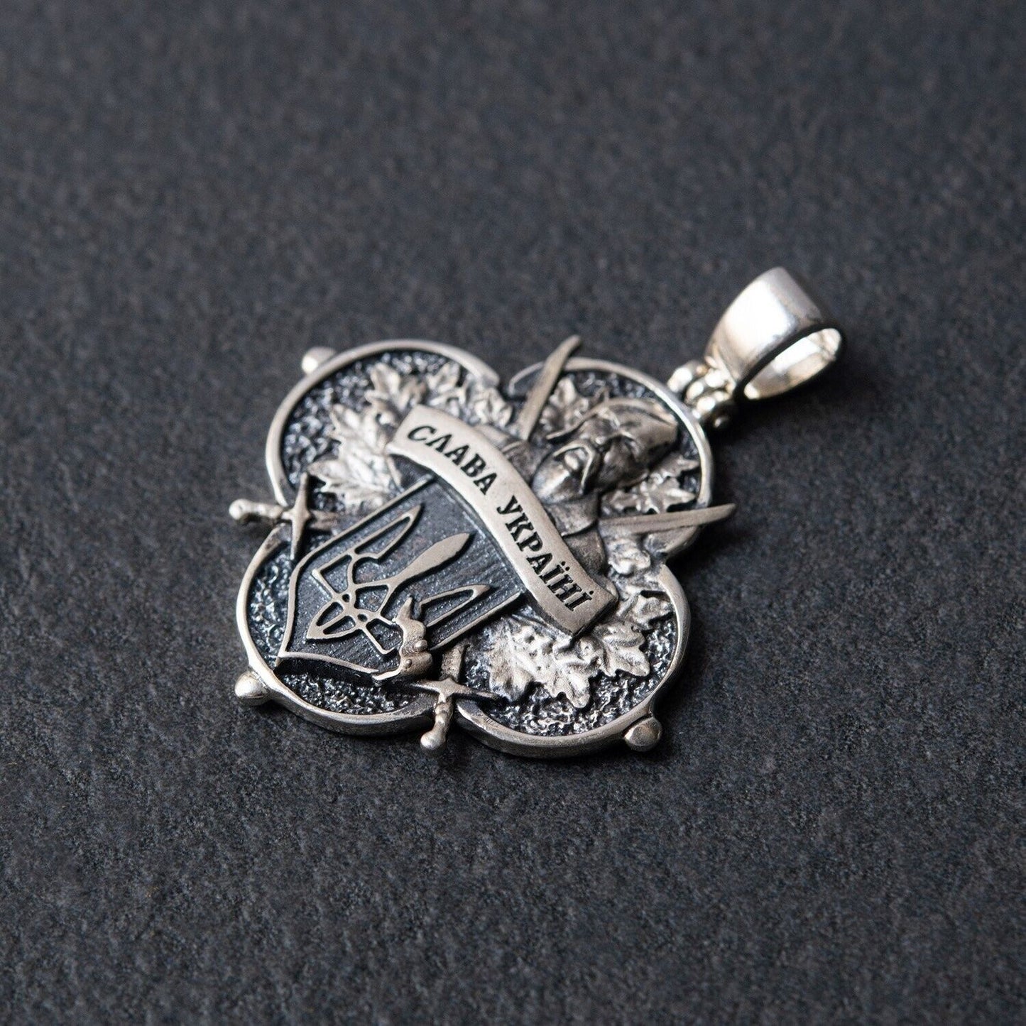 Pendant Ukrainian Cossack Prayer Trident Ukraine Necklace Jewelry Silver 925