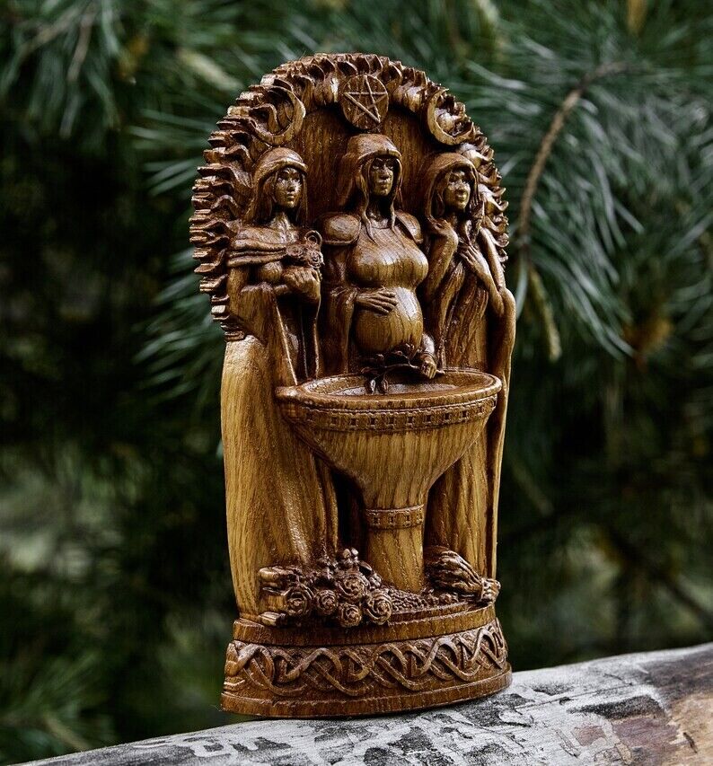 Embrace Celtic Heritage Handcrafted Wooden Statue of Celtic Goddess Bridget Gift