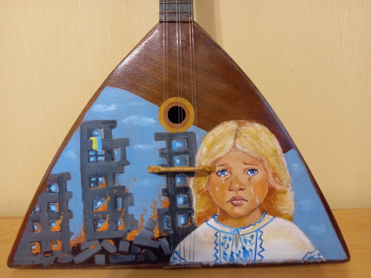 Balalayka Folk Instrument USSR Soviet Balalaika Hand Painted War Art Decor