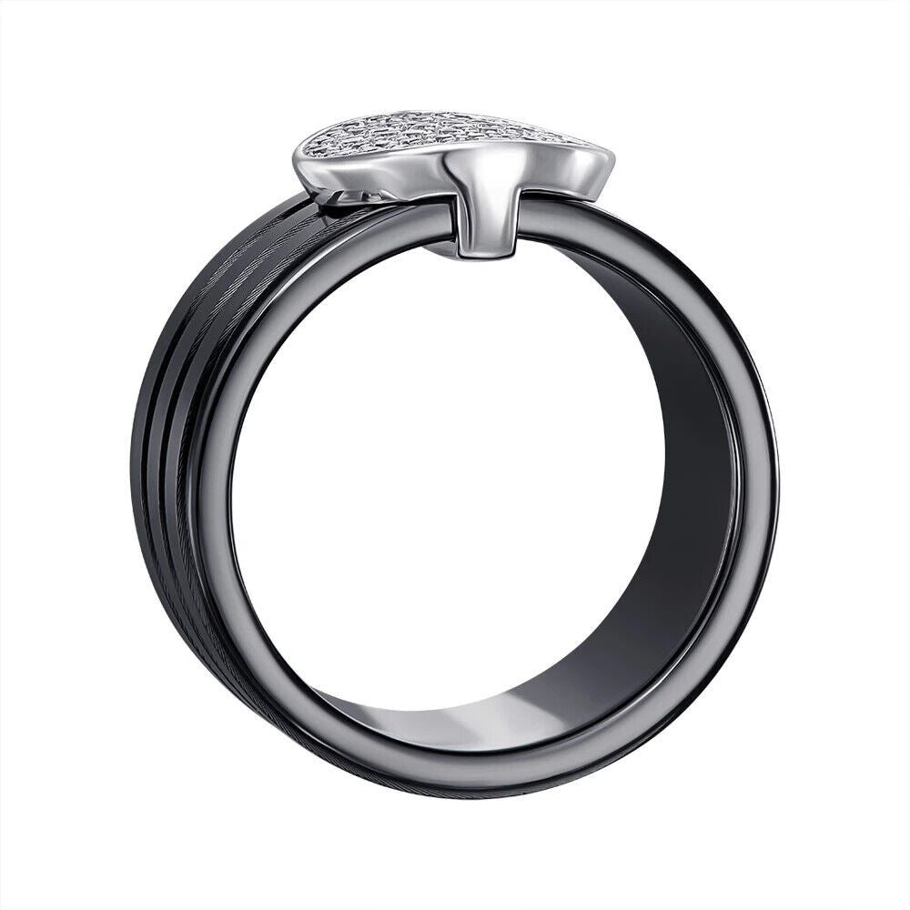 New Silver 925 Ceramics Ring - Stones Black Jewelry Charm Fashion Style Women