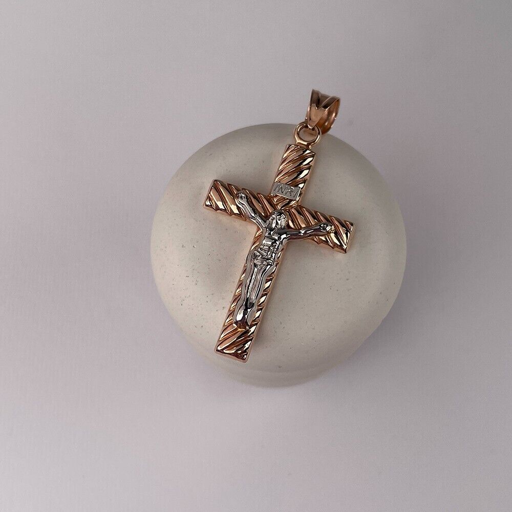 New Pendant Cross Orthodox Necklace Jewelry Gift Women Charm Solid 14k gold 585