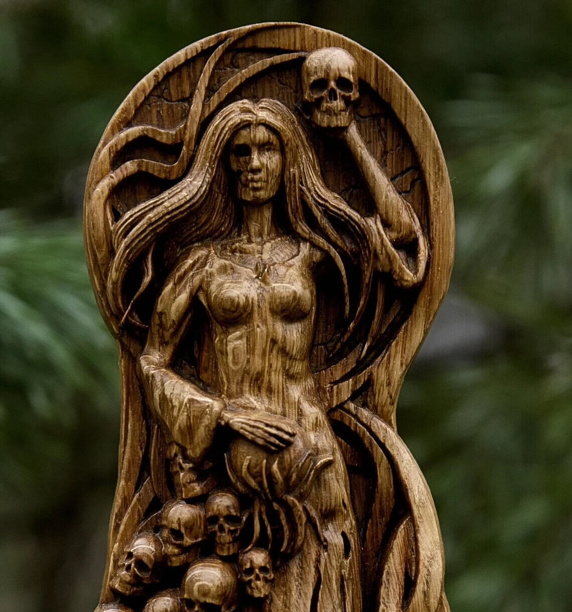 Hell Goddes Viking God Wooden Carved Statue Pagan Paganism Altar Sculpture New