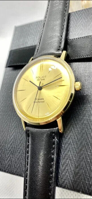 Poljot de Luxe Mens Watch Shockproof Ultra Slim Wristwatch USSR Soviet Serviced
