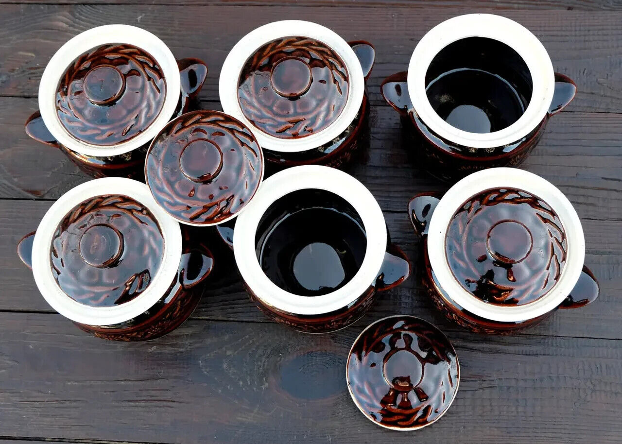 Baking Clay Pot w/ lid Stoneware Cookware Ceramic Honey Soup Fish Meat Potato