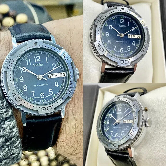 Slava Mens Watch Russian Men's Mechanical Self-winding Wristwatch Serviced
