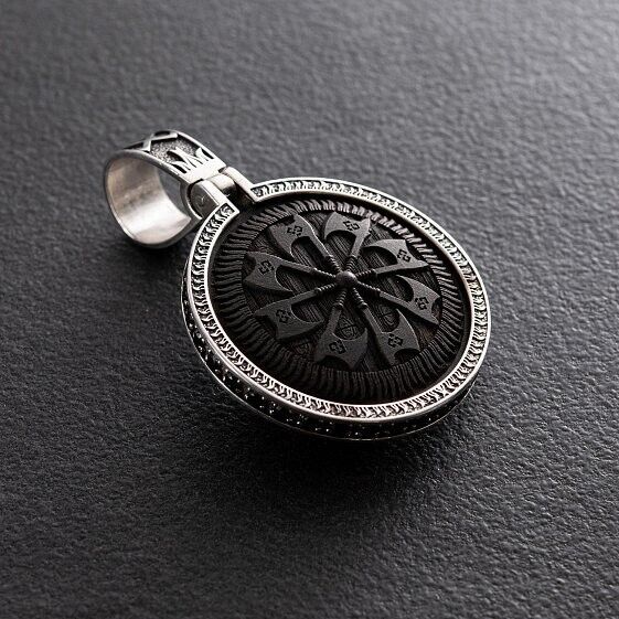 Wolf with an Ebony tree Silver 925 Pendant Necklace Style Excellent 33gr Nice