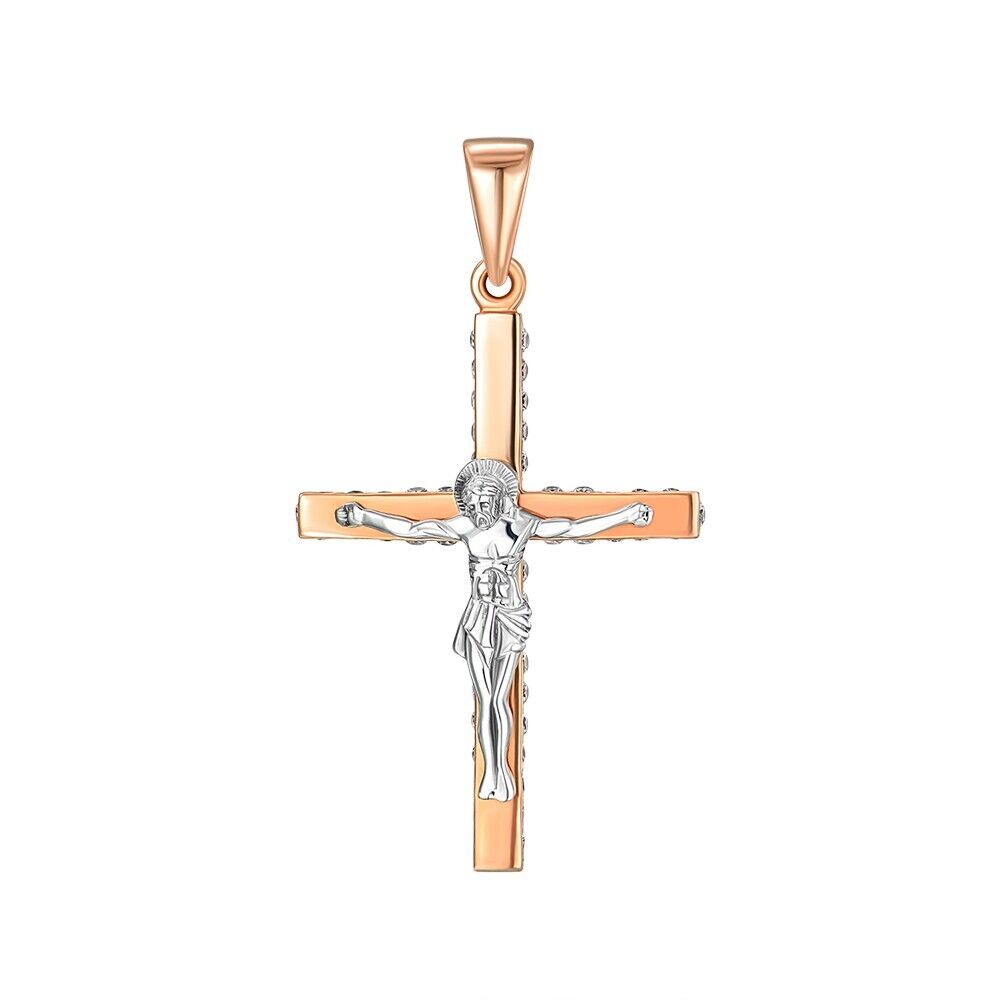 New Pendant Cross Orthodox Necklace Jewelry Men Women Charm Solid 14k gold (585)