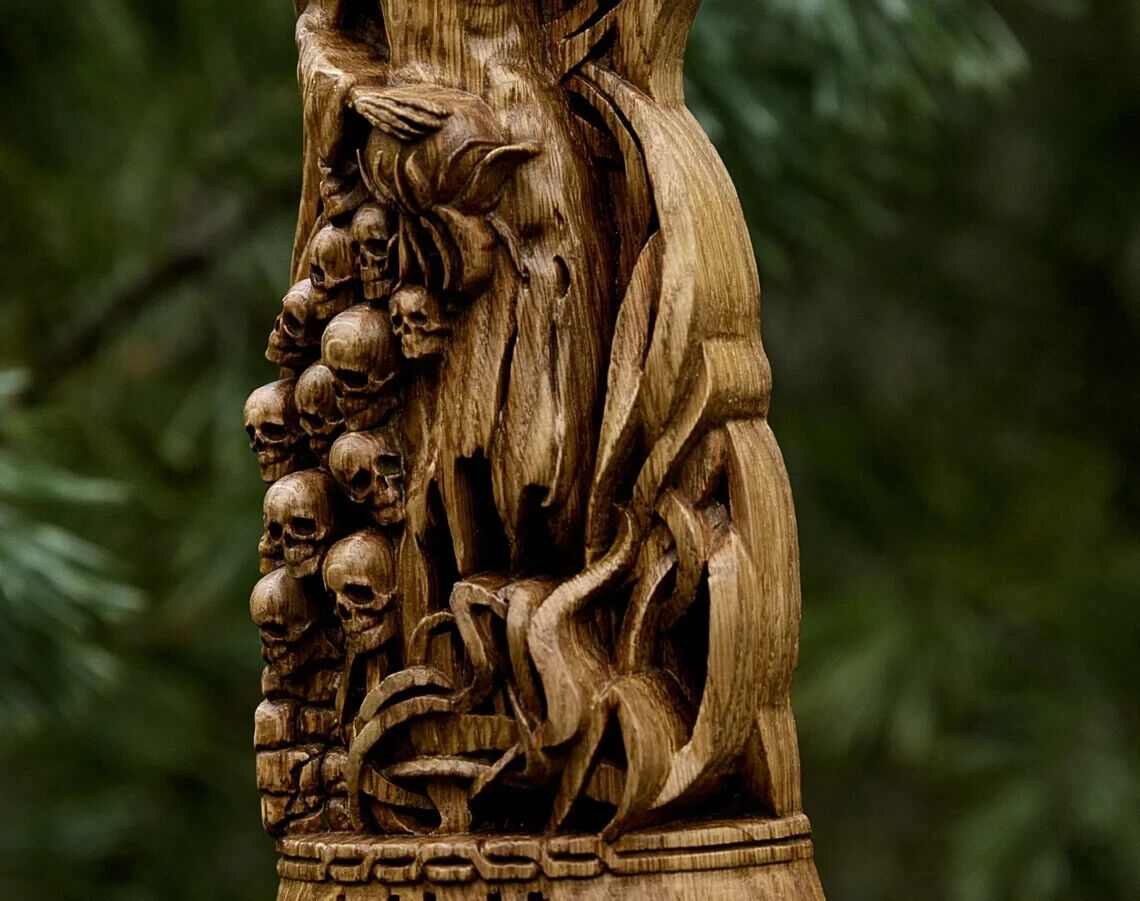 Hell Goddes Viking God Wooden Carved Statue Pagan Paganism Altar Sculpture New