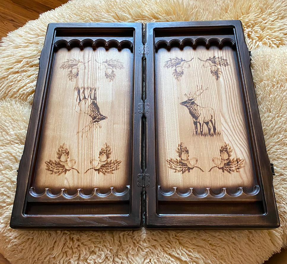 Artwork Backgammon "Hunting" – A Masterpiece of Handcrafted Elegance (58x28cm / 22.8x11 inches)