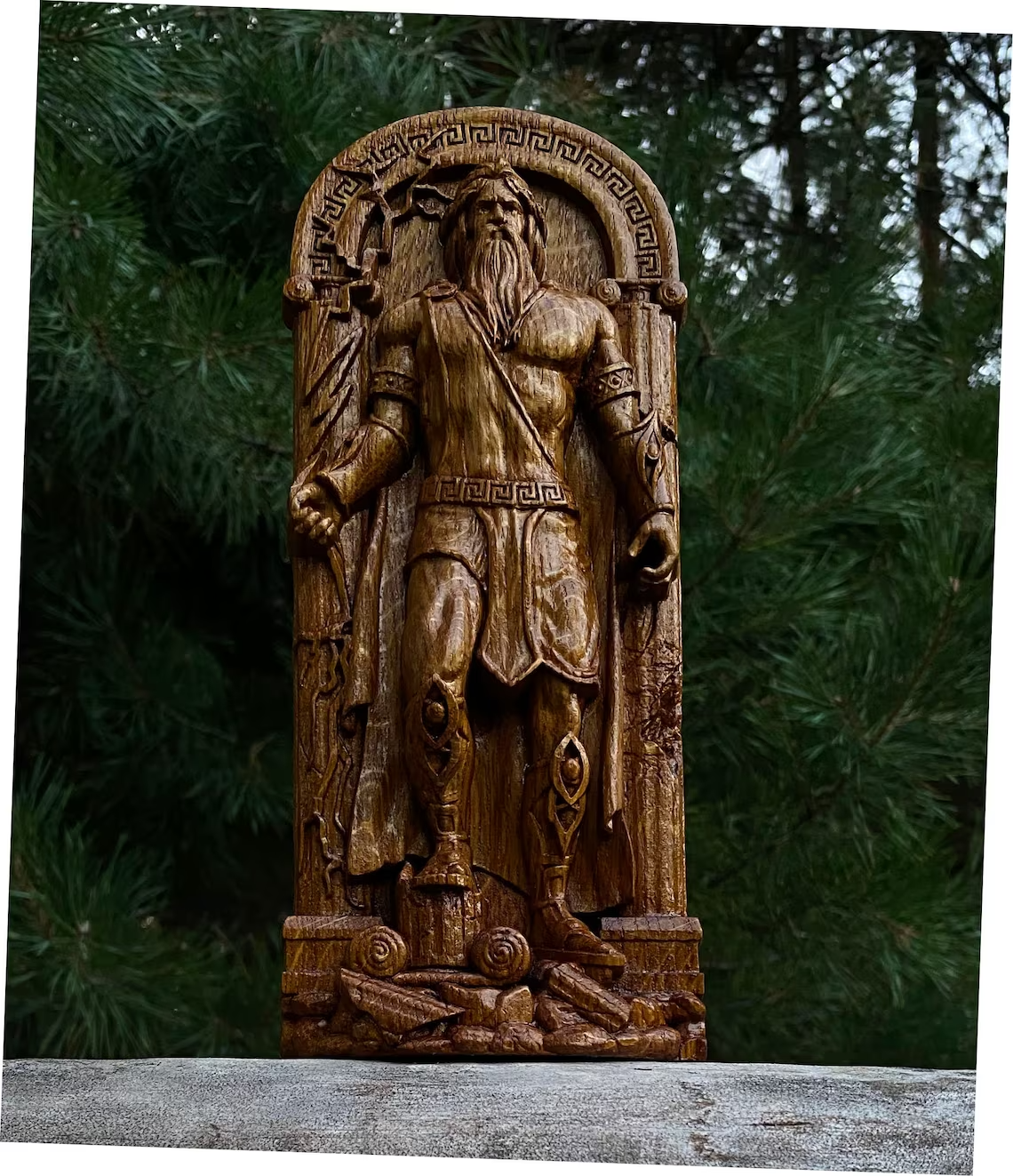 Zeus statue Greek statue ancient paganism Greek god wooden figure Norse pagan