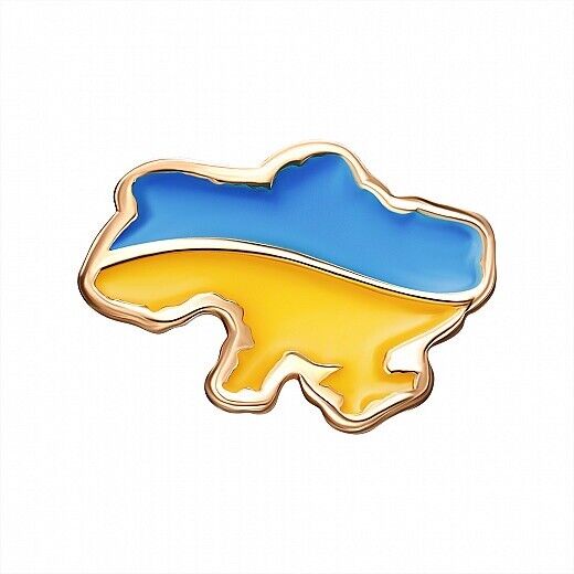 Pendant Ukrainian Map Flag Ukraine UA Necklace Jewelry Charm 14k gold (585)