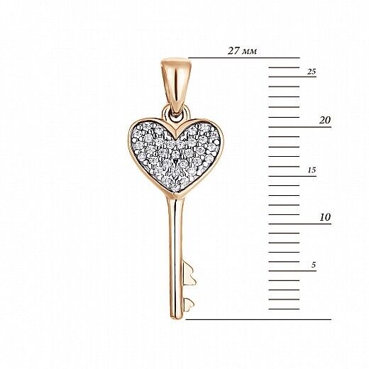 Pendant Ukrainian Heart Key Ukraine Necklace Jewelry Charm 14k gold (585)