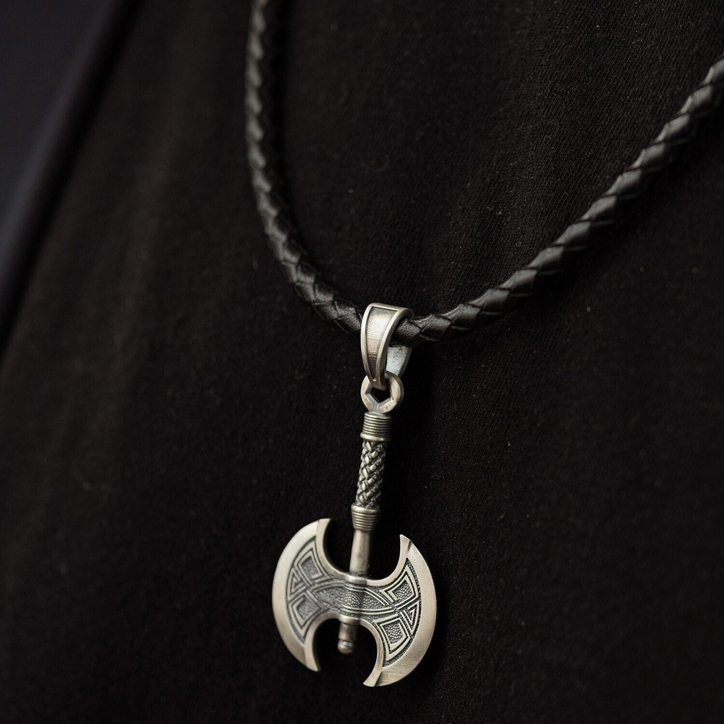 13.1 gr Men's Double Ax Axe Viking Norse Art Necklace Pendant Silver 925