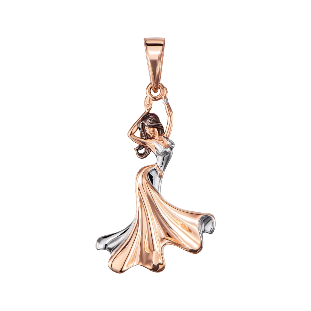Pendant Dance Dress Model Women Girl Gift Necklace Jewelry Charm 14k gold (585)