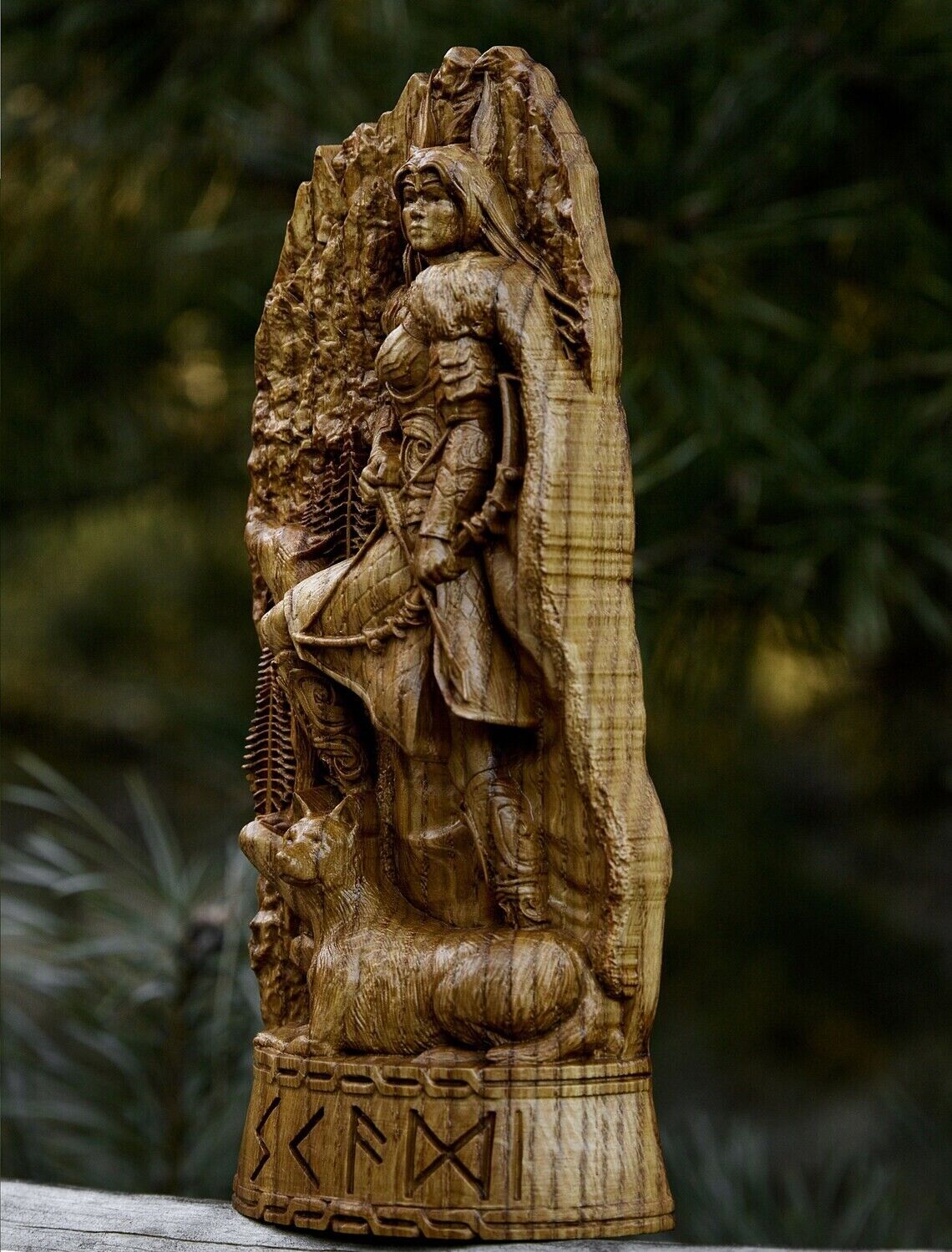 Skadi, God viking Wood carved Skade statue Skathi Altar sculpture Norse God Gift