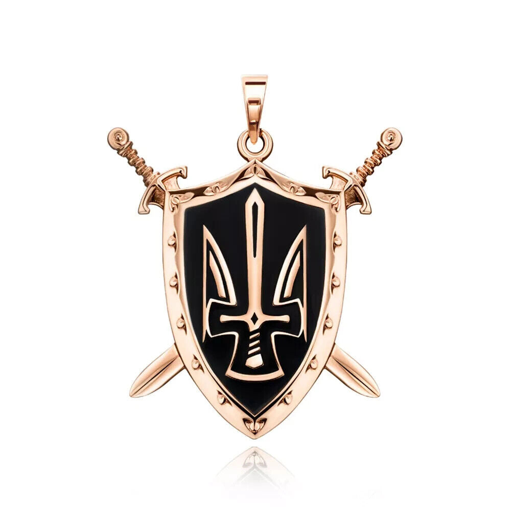 New Pendant Ukrainian Trident Тризуб Tryzub Shield Ukraine Necklace 14k gold 585