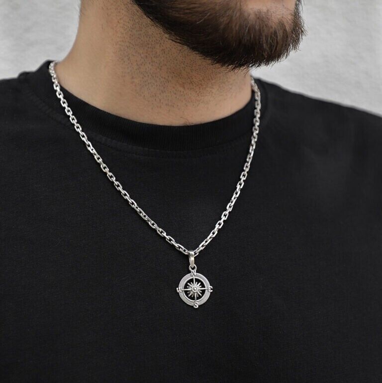 New Amulet Compass Silver 925 Pendant Jewelry Necklace