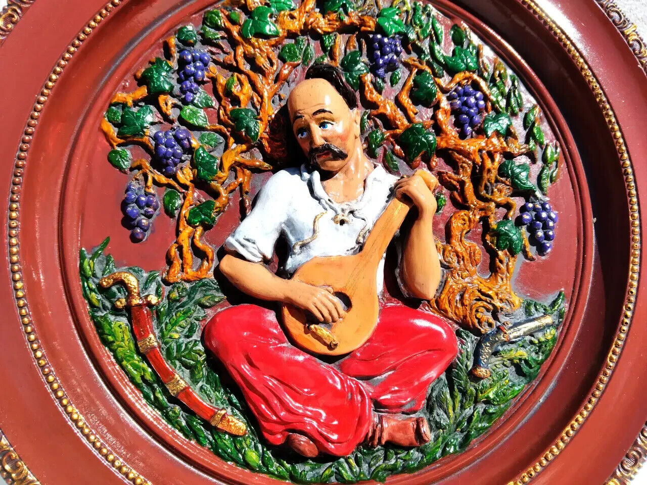 Decorative Plate Kozak Mamai Hand-painted Ukrainian Symbol Kazak Ukraine UA