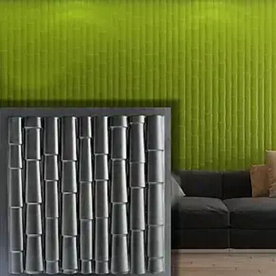2pcs Panels Wall ABS Stone Bamboo Art Plastic Mold Decor 3D Plaster Tile Form Design